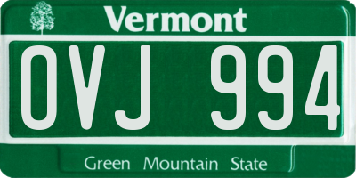 VT license plate OVJ994