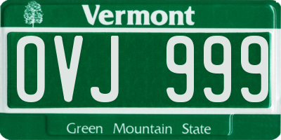 VT license plate OVJ999