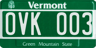 VT license plate OVK003