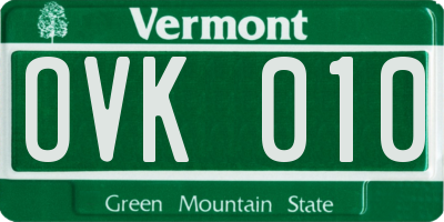 VT license plate OVK010