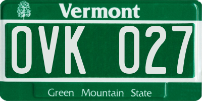 VT license plate OVK027
