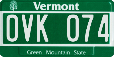 VT license plate OVK074