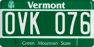 VT license plate OVK076