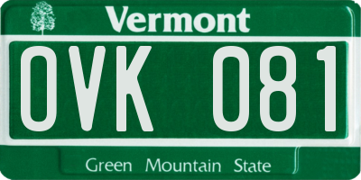 VT license plate OVK081