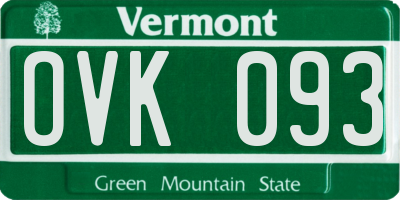 VT license plate OVK093