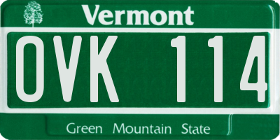 VT license plate OVK114