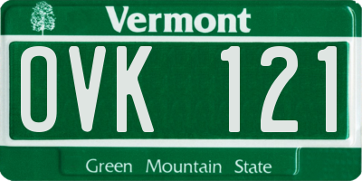 VT license plate OVK121
