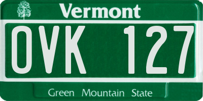 VT license plate OVK127