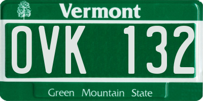 VT license plate OVK132