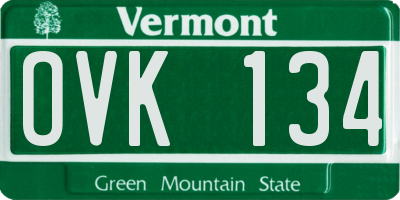 VT license plate OVK134