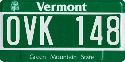 VT license plate OVK148