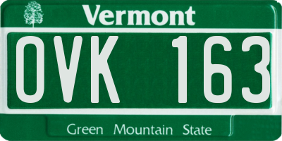 VT license plate OVK163