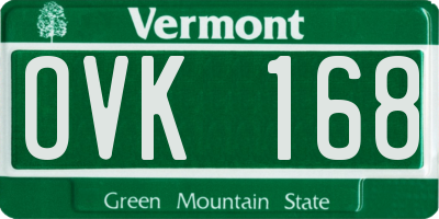 VT license plate OVK168
