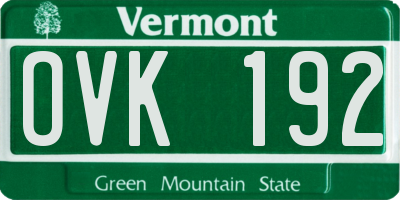 VT license plate OVK192