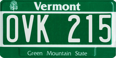 VT license plate OVK215