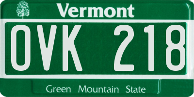 VT license plate OVK218