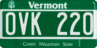 VT license plate OVK220