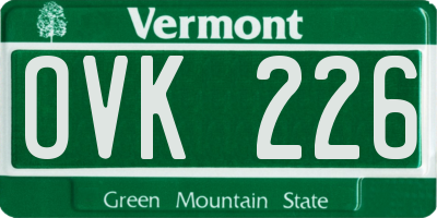 VT license plate OVK226