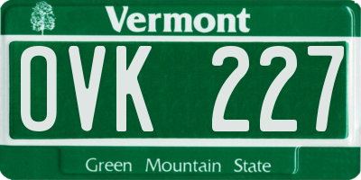 VT license plate OVK227