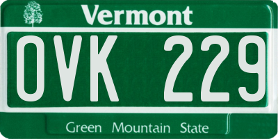 VT license plate OVK229