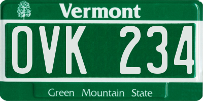 VT license plate OVK234