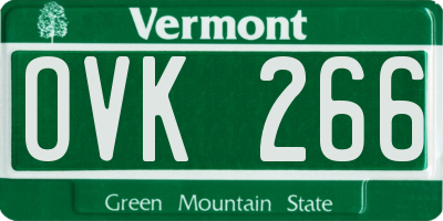 VT license plate OVK266