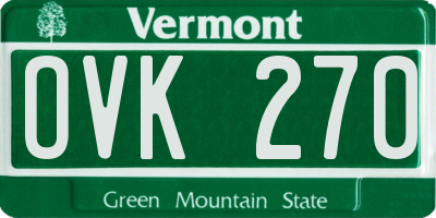 VT license plate OVK270