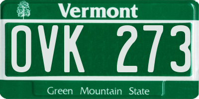 VT license plate OVK273