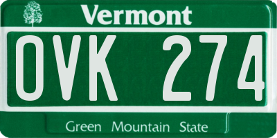 VT license plate OVK274