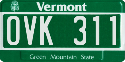 VT license plate OVK311