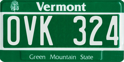 VT license plate OVK324