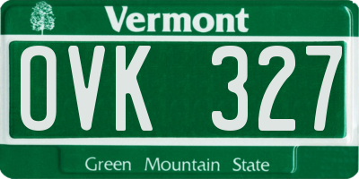 VT license plate OVK327