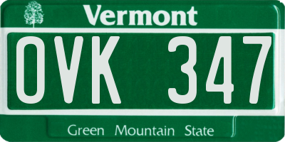 VT license plate OVK347