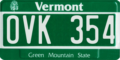 VT license plate OVK354