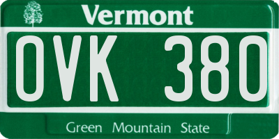 VT license plate OVK380