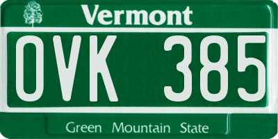 VT license plate OVK385