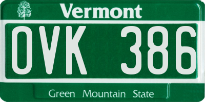 VT license plate OVK386