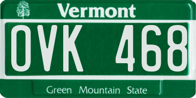 VT license plate OVK468