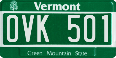 VT license plate OVK501