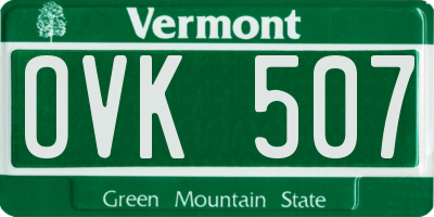 VT license plate OVK507