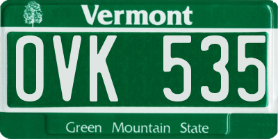 VT license plate OVK535