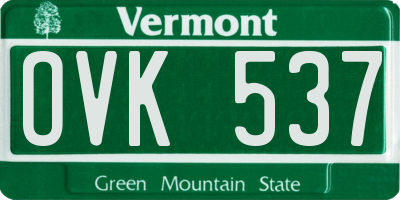 VT license plate OVK537