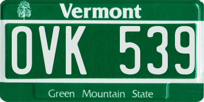 VT license plate OVK539