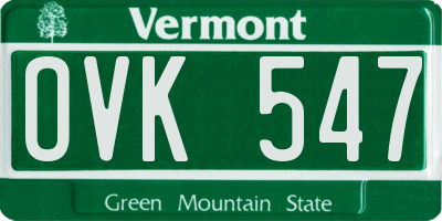 VT license plate OVK547