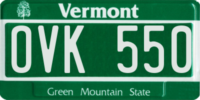 VT license plate OVK550