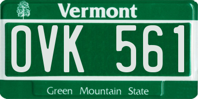 VT license plate OVK561