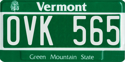 VT license plate OVK565