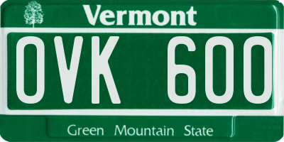 VT license plate OVK600