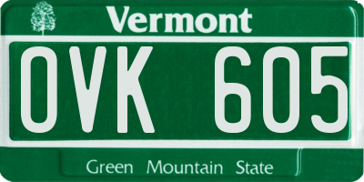 VT license plate OVK605