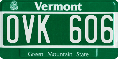 VT license plate OVK606